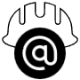 Icono de un casco de obra con una arroba de email.