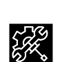 Icono de un casco de obra blanco junto a una herramienta.
